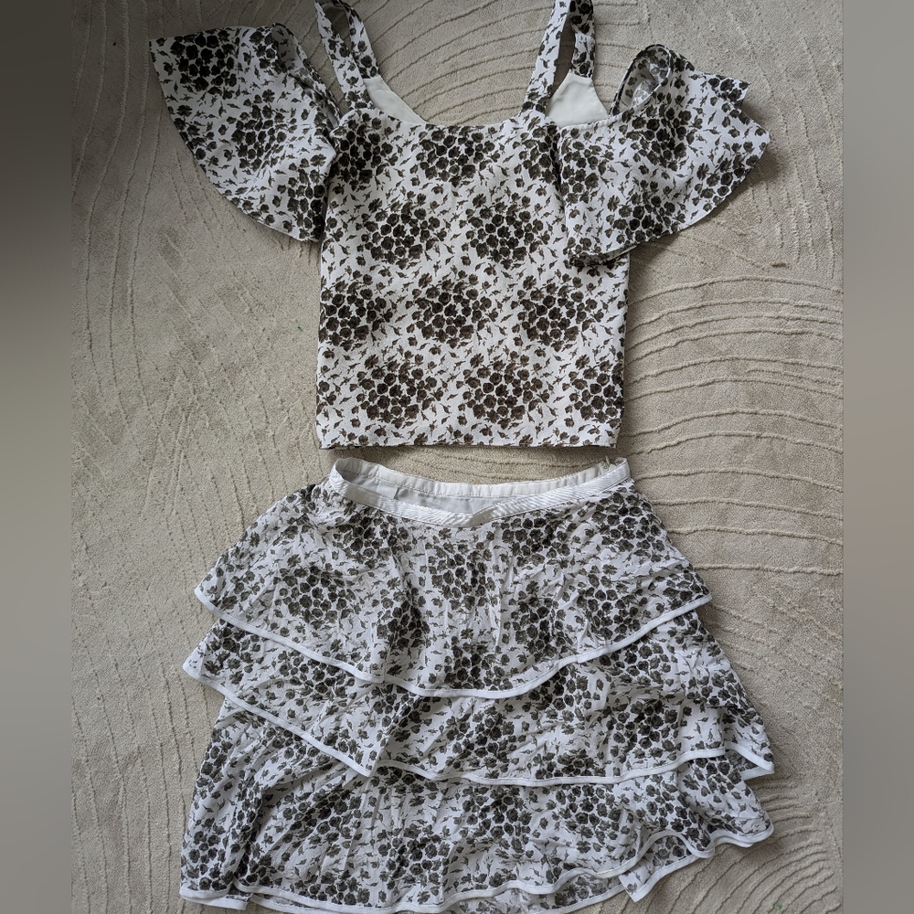 Floral Print Top and Skirt Set